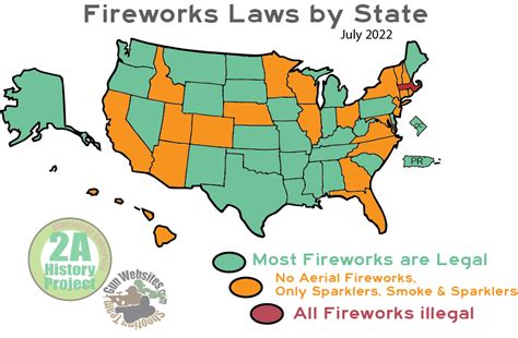 Map shows states where fireworks are legal or illegal on July 4, .